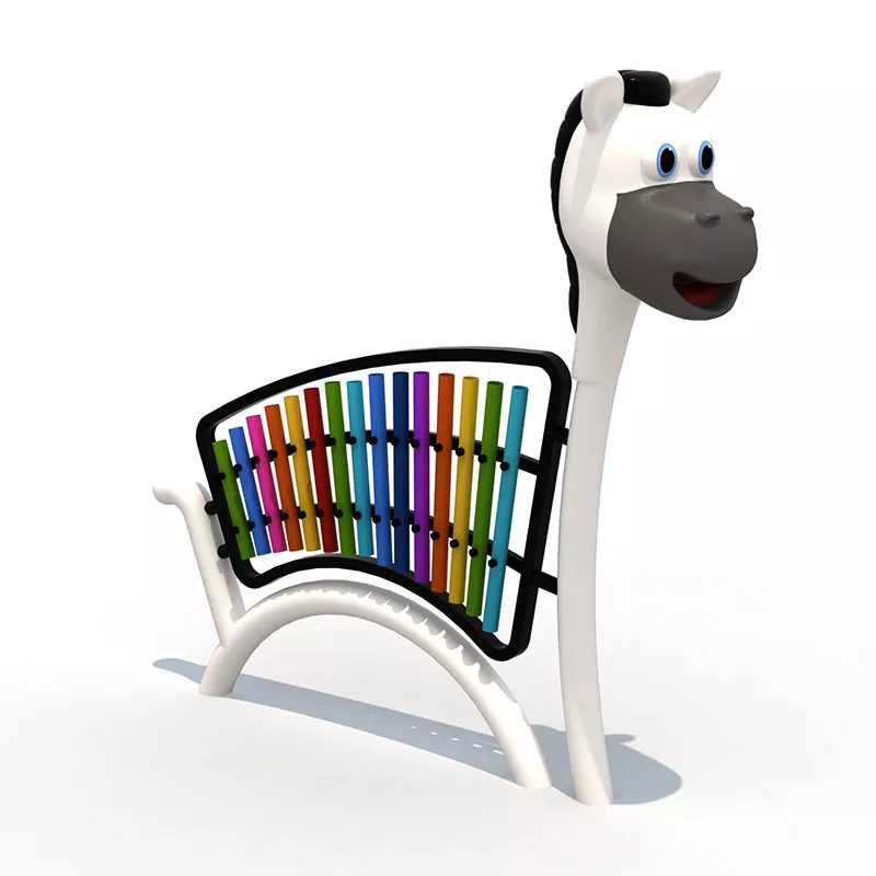 Instrumento de percussão em forma de zebra